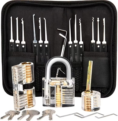 kopen 12 stuks Zwarte slotenmaker gereedschappen slot pick set Transparante slot picking oefen kit gereedschappen online vervaardiging