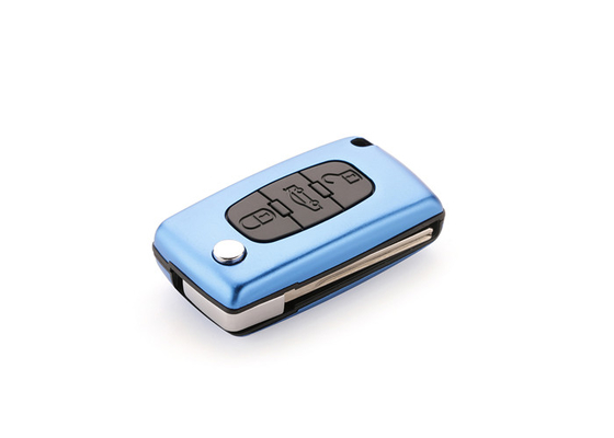 kopen Autosleutelkoffer Shell Aluminium vouwbare afstandsbediening voor Peugeot Blauw Peugeot Sleutelkoffer online manufacture