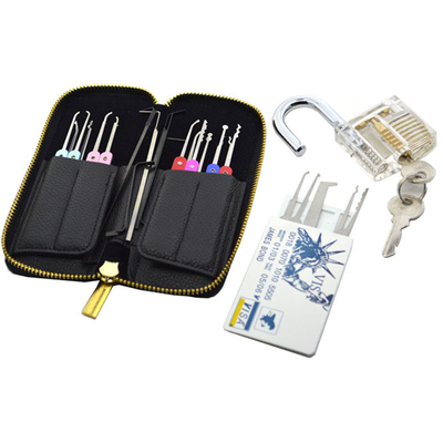 kopen Roestvrij staal 22pcs Lock Pick Set + Credit Card Shape Lock Pick Kit + Transparent Practice Padlock online vervaardiging