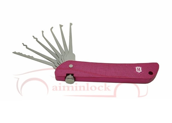 kopen Haoshi Fold Locksmith Tools Foldbaar 7 in 1 Lock Picking Set Locksmith Tools (Roze) online vervaardiging