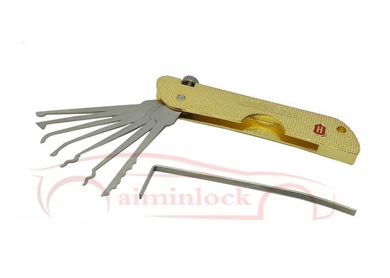 kopen Opvouwbare 7 in 1 slot picking set slotenmaker gereedschappen Haoshi vouw slotenmaker gereedschappen (geel) online vervaardiging