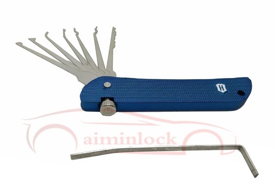 Opvouwbare 7 in 1 slot picking set slotenmaker gereedschap Haoshi vouw slotenmaker gereedschap (blauw)